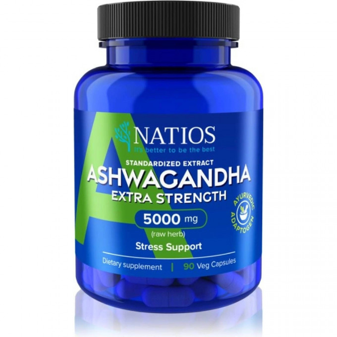 Natios Ashwagandha Extract, 5000 mg, Extra Strength, 90 vegánskych kapsúl